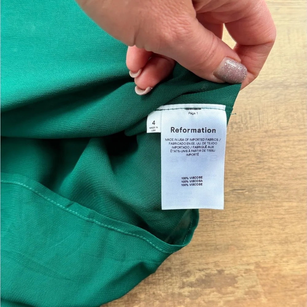 Reformation Laurelei Mini Dress Dark Green Size 4 - Picture 9 of 10